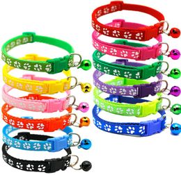 10 Footprint Collars Pet Patch Dog Collar Cat Single With Bell Easy To Find Leashes Length Adjustable 1932cm4721178