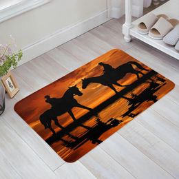 Carpets Sunset Clouds Horses Two Cowboys Entrance Doormat Kitchen Mat Carpet Living Room Welcome Home Hallway Rugs Bathroom Door Mats