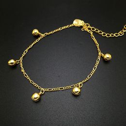 Trendy 24k gold plated Anklets for women Fascinating Rhythm small bell foot Jewellery barefoot sandals chain302F