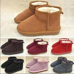 designer shoes Boys and Girls Style UGGlie Kids Baby Snow Boots Waterproof Slip-on Children Winter Cow Leather Boots Brand Size 21-35