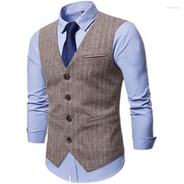 Men's Vests Men's M-3xl Mens Suits Spring Autumn Single Breasted Stripes Slim Waist Tuck Party Fashion Male Blazer Waistcoats Clothes