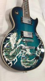 Ome Electric Guitar Finish Blue Photo Gold Hardware Mahogany Body