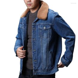 Men's Jackets Men's Idopy Mens Classic Warm Winter Long Sleeve Denim Jacket Fleece Lined Outerwear Casual Button Down Fur Collar Cowboy