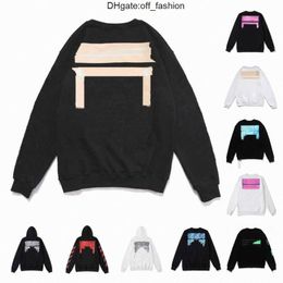 %60 Off Style Trendy Fashion Sweater Painted Arrow X 2023 Crow Stripe Loose Hoodie Men's and Women's Designer Coatoff Pullover Offs White And Black 1 X9IE