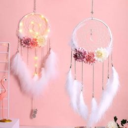 Decorative Objects Figurines 1 Piece Dream Catcher Pendant Bedroom Girl Room Creative Weaving Feather Wind Chime Couple Gift Home 231026