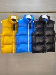 New mens vest fashion sleeveless Stand Collar couple coat gilet feather Bodywarmer Womens Jacket Sleeveless Outdoor Warm Thick Outwear Clothing size 1-5 black blue