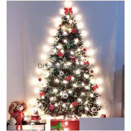 Novelty Lighting Christmas Tree Tapestry With Led Light String Star Snowflake Glowing Flannel Wall Hanging Room Decor Cloth Blanket Dhxo6