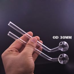 Large Size Glass Oil Burner Pipe Bend 17cm Lenght 0D 30mm Ball Hand Held Smoking Pipe Tobacco Dry Glass Pipes Smoking Tools 10pcs