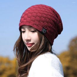 Berets Women Knitted Hat Cosy Stylish Men's Winter Hats Warm Elastic Anti-slip Caps For Outdoor Activities Cycling Camping Cold