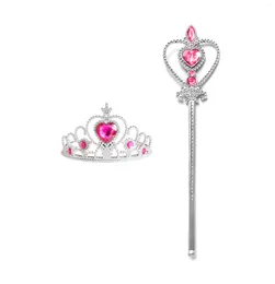 Hair Accessories Girl Princess Yellow Crown Ornament Peach Heart Crystal Diamond Tiara Ring Hairband Kids Party Magic Wand
