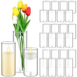 Candle Holders Cylinder Glass Vases 12pcs Tall Clear Flower Transparent Holder For Wedding Table Centerpieces And Home Decoration