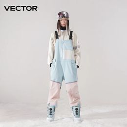 Skiing BIB Pants VECTOR Thick Men Women Ski Pants Straight Overalls Jumpsuit Skiing Bib Waterproof Winter Warm Windproof Outdoor Sports Snowboard 231025