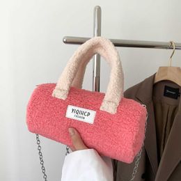 Totes Fur Bucket Bag Korean Version Girl Letter Messenger Fashion Parent-child Hbag Chain Shoulder