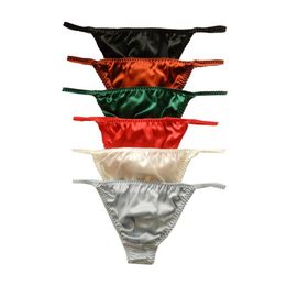 Yavorrs 6pcs Men's Silk Panties G-Strings Thongs Size S M L XL 2XL307A