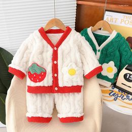 Clothing Sets Autumn Winter Baby Girls Boys Children Warm Plush Coats Pants 2 Pcs Toddler Kids Tracksuit Infant Clothes Outfits