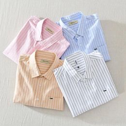 Men's Casual Shirts Brand Logo Cotton Stripe Long Sleeve Shirt Collar Versatile Loose Japanese Fashion Coat GM803