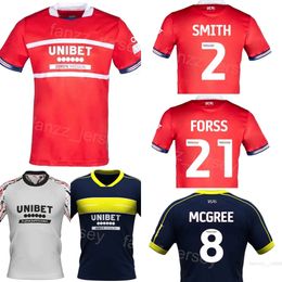 Club Team 2023-24 Middlesbrough 2 JONES Soccer Jerseys 21 FORSS 18 WATMORE 25 CROOKS 3 GILES 26 LENIHAN 16 HOWSON 27 BOLA MCGREE AKPOM Football Shirt Kits Red Navy White