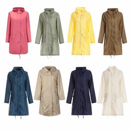 Rain Wear Freesmily Women's Stylish Raincoat Waterproof Poncho with Hood and Pockets 231025