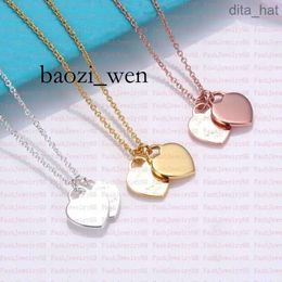 Double Heart Necklace Ladies Stainless Steel Heart-shaped Diamond Pendant Designer Neck Jewellery Christmas Gift Women Accessories