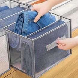 Clothing Storage 1pc Wardrobe Clothes Organizer With Handle 7 Grids Drawer For Jeans T-Shirts Washable Organi