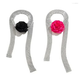 Scarves Goth Flower Choker Sequin Necktie For Women Skinny Scarf Drop