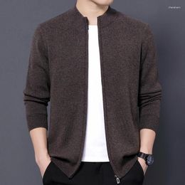 Men's Sweaters Wool Jacket 2023 Autumn & Winter Zipper Sweater Cardigan Male Solid Colour Knitwear Long Sleeve Knit Coat Up