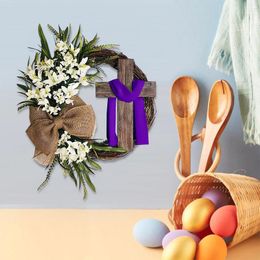 Decorative Flowers 45cm Spring Door Hanging Garland Drop Ornaments Handmade Welcome Sign Holiday Gifts Home Decor For Indoor Outdoor