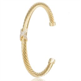 DY Bracelet Designer Luxury Jewelry Top jewelry Dy bracelet 5MM cable 8-shaped cross full imitation diamond X-opening fashion accessories for Christmas gifts