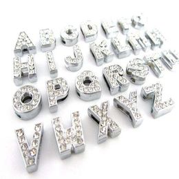 CHEAP 260Pcs Lot DIY Slide Letters With Rhinestone Charms For 10mm 8MM Pet Dog Collars 357h