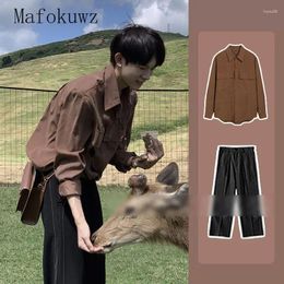 Men's Tracksuits Spring Autumn 2023 Korean Edition Shirt Suede Loose Fashion Versatile Style Casual Large Solid Colour Set Men