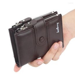 Wallets Men Fashion Short Desigh Zipper Card Holder Leather Purse Solid Coin Pocket High Quality Male