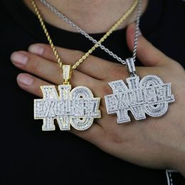 iced out letter No excusez pendant fit cuban chain necklace for women men punk style hip hop Jewellery drop ship260v