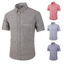 Striped Shirt Men Brand Design Short Sleeve Mens Dress Shits Casual Button Down Male Shirts Plus Size 4xl325m