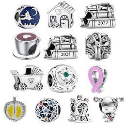 925 Sterling Silver New Fashion Women's Charm Coffee Cup Little Girl Bracelet Charm Beads Suitable for Original Pan, A Special Gift for Women