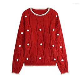 Women's Sweaters Autumn Winter Round Neck Twist Knit Sweater Women Short Pullover Tops 2023 Collar Long Sleeve Knitwear Casual Jumper