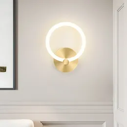 Lampada da parete moderna LED nordico camera da letto comodino sconce per soggiorno decorazioni per la casa tavolo corridoio interno lampada ad anello dorato