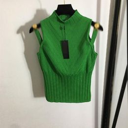 281 L 2022 Milan Runway Spring Summer Brand Same Style Sweater Sleeveless White Green Black Crew Neck Striped Pullover High Qualit297T