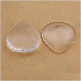 Spacers 26Mm Heart Beads With Hole Flat Back Clear Glass Cabochon Punched Tray Highly Transparent Jewellery Accessories 500Pcs Wholesale Dhsmt