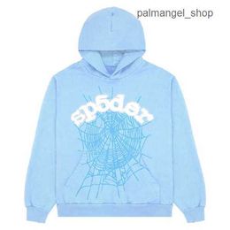 Sweatshirts Sweatshirts Men's Spider Hoodie 2023 Sky Blue Sp5der Men Women 1 Hip Hop Young Thug Sp5ider Hoodies World Wide 555555 Print Pullover spider hoodie YWRZ