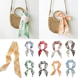 Scarves Narrow Ribbon Headband Silk Scarf Women Brand Skinny Bag Design Wrist Towel Foulard Neckerchief