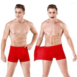 Underpants 4Pcs/Lot Premium Cotton Modal Men's Red Underwear Plus Size Boxer Pants Breathable Loose Big Fat Man