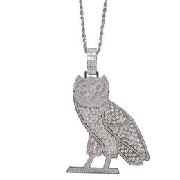 Hip hop Sweater chain Vintage Owl pendant necklaces for men women luxury designer mens bling diamond gold chain necklace Jewellery l256A