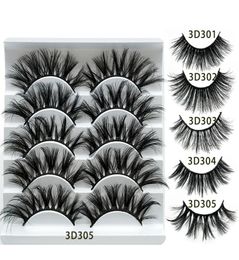 5 Pairs 3D Mink Lashes Bulk Faux Thick Natural Eyelashes Makeup Handmade Full Strip False Eyelashes3669208