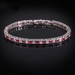 New Trendy White Gold Plated Square CZ Tennis Braclet for Girls Women for Party Wedding Gift for Friend276z