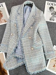 Abiti da donna in abiti di alta qualità da donna tweed giacca a maniche lunghe autunnali a doppio blazer femmina di moda elegante cappotto 231025 231025