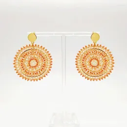 Dangle Earrings Beaded Crystal Roundness Originality Colour Hand Knitting Bohemia Alloy Tide Simple Geometry Rice Bead