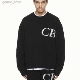 Men's Sweaters Cole Buxton Minimal Letter Jacquard Loose Crew Neck Sweater Black Off White Grey S-XL Q231026