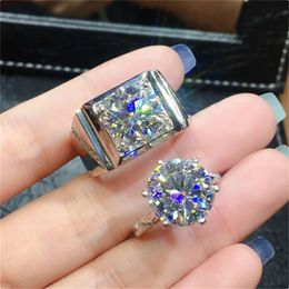 Diamond Ring 925 Sterling silver Engagement Wedding Band Rings for Women Bridal Birthday Party Jewellery Gift