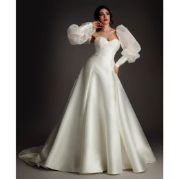 A Line Floral Wedding Dresses For Women Sweethearts Lace Long Sleeve Detachable Train Button Bridal Gowns Sexy Backless