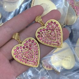 Women Love Ear Studs Earring Brass Full of Diamonds Versatile Style Medusa Portrait Fan Family Peach Heart Gold Luxury Earrings Jewelry ME-004